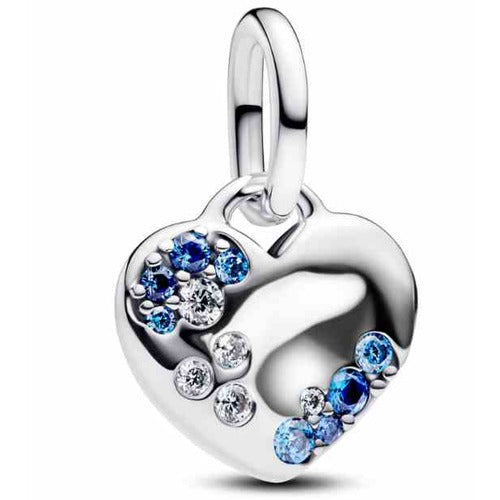 Corazón Brillante con Cristales Azules y Transparentes