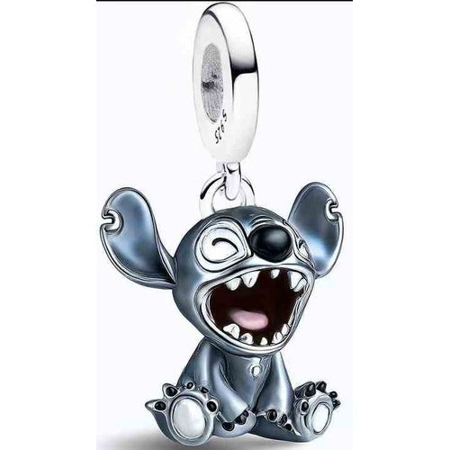 Charm Dije Stitch Ojos Cerrados Plata 925