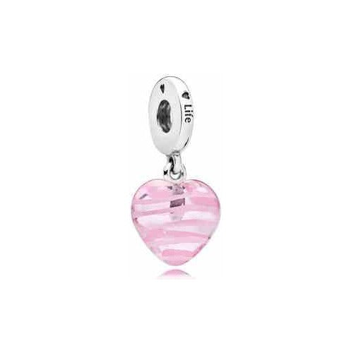 Corazón de Cristal Rosa con Inscripción "Life"