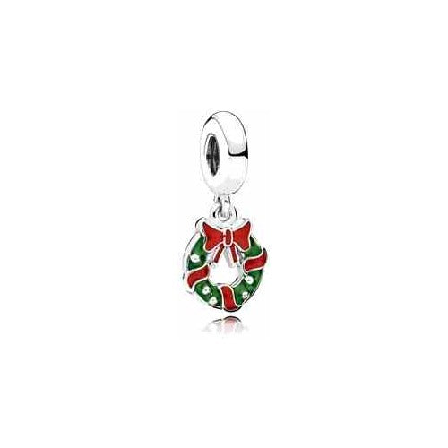 Charm Dije Corona Navideña con Lazo Rojo