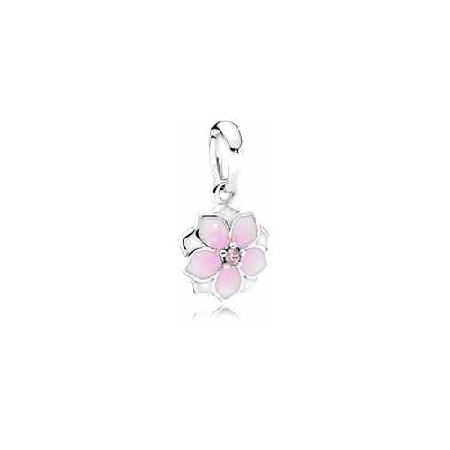 Charm Flor Rosa en Plata Esterlina y Esmalte