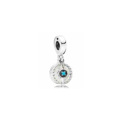 Charm Brújula Azul Plateada