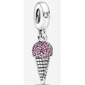 Charm Dije Cono de Helado Rosa con Cristales
