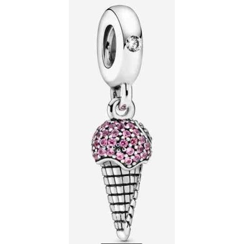Charm Dije Cono de Helado Rosa con Cristales