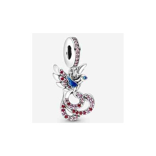 Charm Ave Fénix de Plata Esterlina y Cristales Rosas
