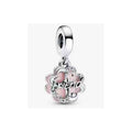 Charm "Friend" Corazón y Flores Rosa y Circonita
