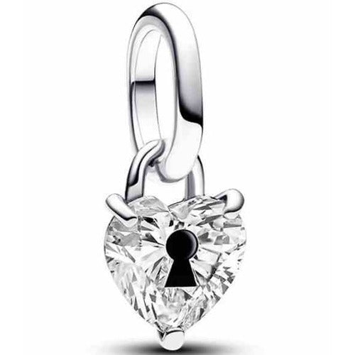 Charm Corazón Candado con Circonita
