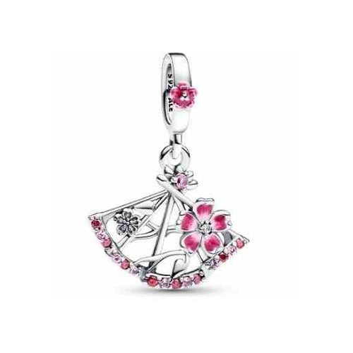 Charm Abanico Flor Rosa