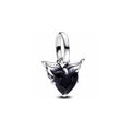 Charm Corazón Negro con Alas Plateadas