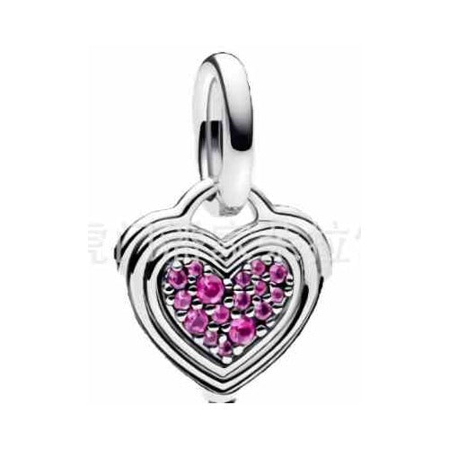Corazón Brillante con Circonitas Rosas