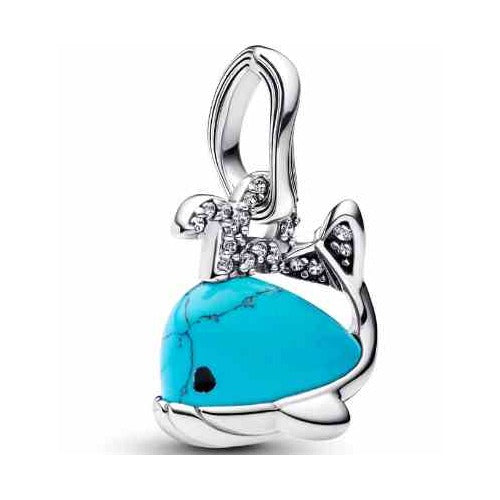 Charm de ballena turquesa y diamantes en plata