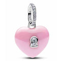 Charm Corazón Rosa con Cerradura y Cristales