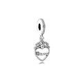 Charm Corazón Princesa con Corona Plateado S925