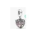 Charm Corazón "Family" Rosa y Transparente