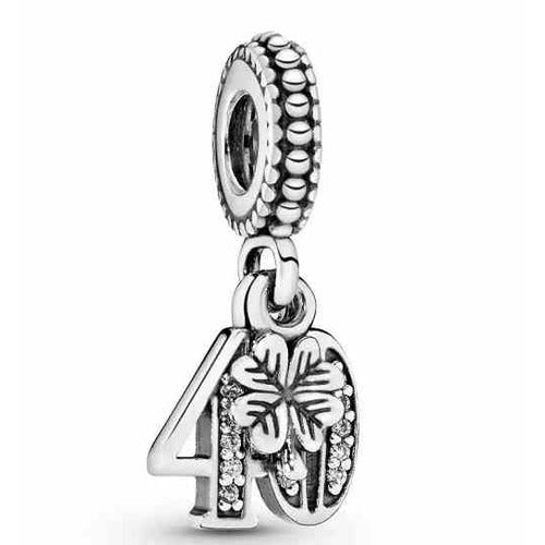 Charm "40" con Trébol de la Suerte y Circonitas
