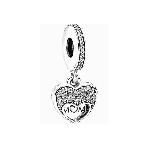 Charm Corazón Brillante "MOM"