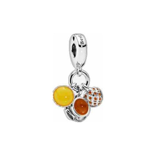 Charm "Best" con esferas naranjas y amarillas