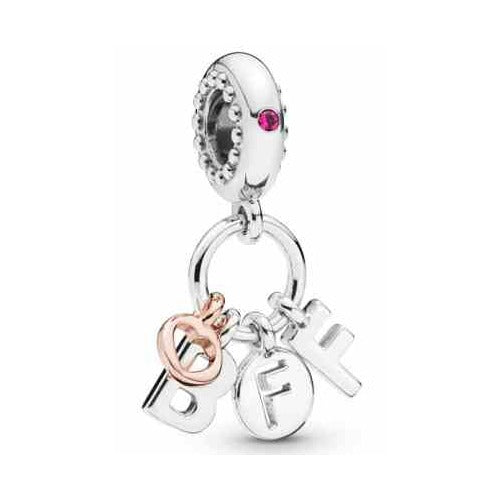 Charm "BFF" en Plata y plata Rosa