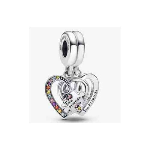 Charm Corazón 'True Friends' con Textura y Detalles Multicolor