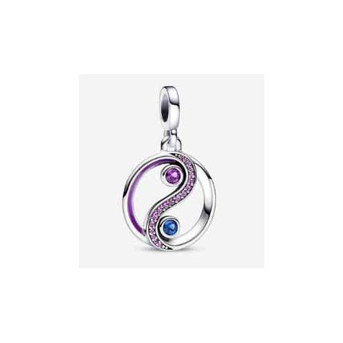 Dije Yin Yang con Cristales Rosados y Azules