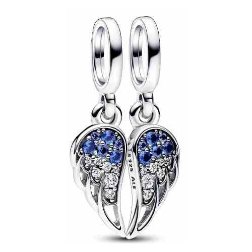 Dije Alas de Ángel Corazón Azul y Transparente
