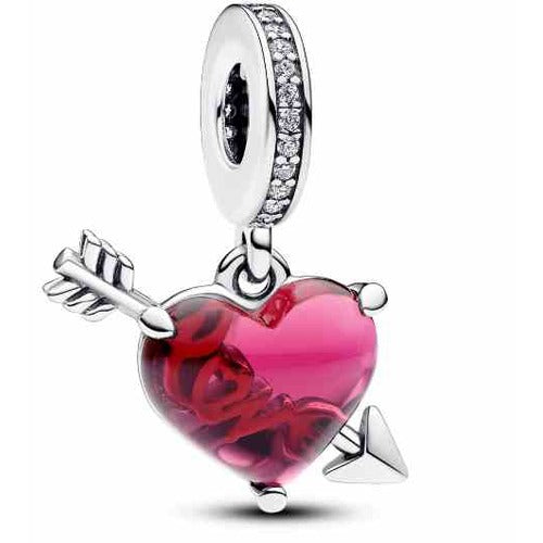 Corazón de Cristal Rosa con Flecha del Amor