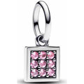 Charm Cuadrado con Circonitas Rosas