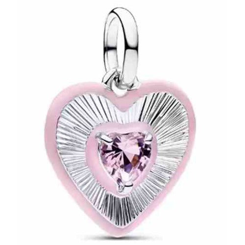 Corazón Radiante Rosa con Circonita