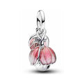 Charm Colgante Flores Rosas y "The"