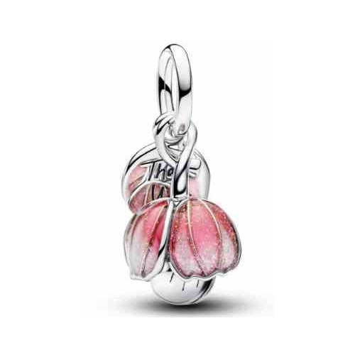 Charm Colgante Flores Rosas y "The"