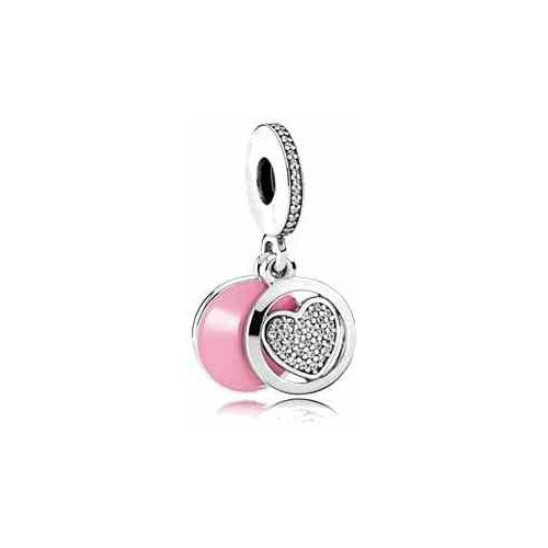 Charm Colgante Corazón Rosa con Circonitas