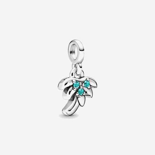 Charm Hoja de Palma con Cristales tipo Turquesa