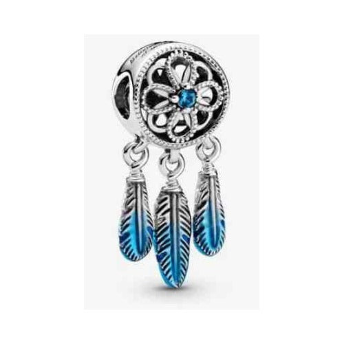Dije Atrapasueños con Plumas Azules