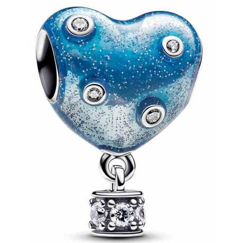 Corazón Azul Brillante con Colgante de Circonitas