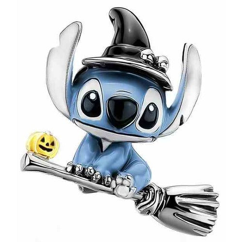 Charm de Stitch Brujo con Calabaza y Escoba