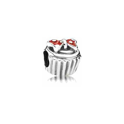 Charm Cupcake Rojo y Plateado