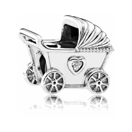 Charm Cochecito de Bebé con Corazón Brillante