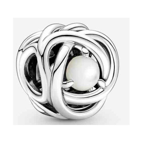 Charm Nudo de Amor con Perla Plateada