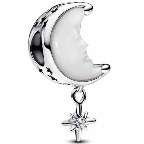 Charm Luna con Rostro y Estrella Radiante