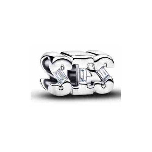 Charm Silvertone 'SIS' con Cristales