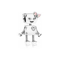 Charm Robot con Lazo Rosa