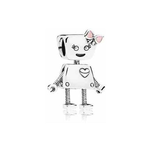Charm Robot con Lazo Rosa
