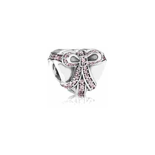 Charm Corazón con Lazo Rosa