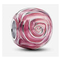 Charm Flor Rosa Tornasolada en Plata