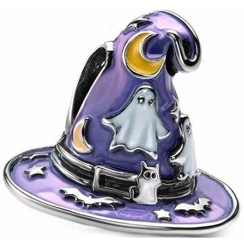 Charm Sombrero de Bruja Morado con Fantasmas y Luna