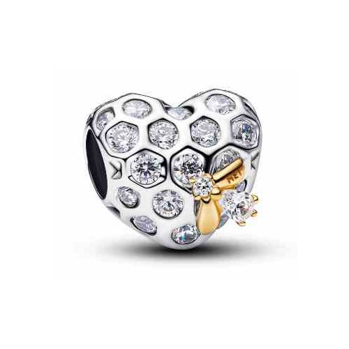 Charm Corazón Panal y Abeja Brillante