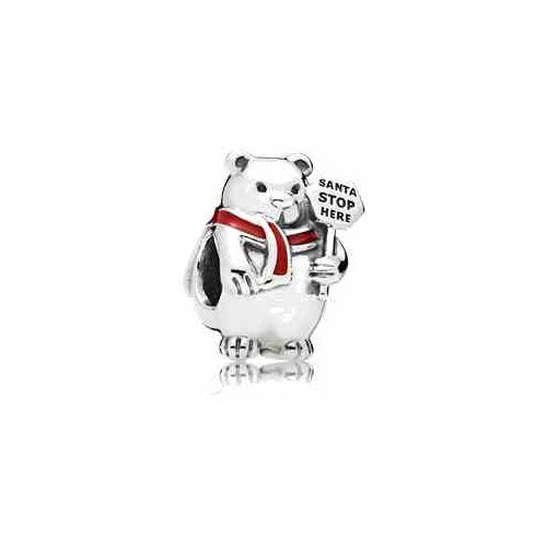 Charm Oso Polar con Cartel "Santa Stop Here"