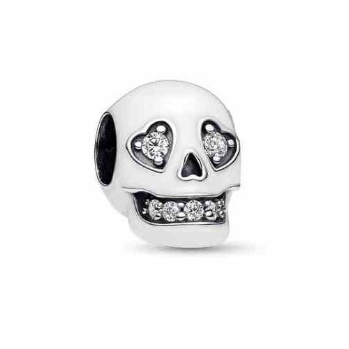 Charm Calavera con Corazones y Brillantes