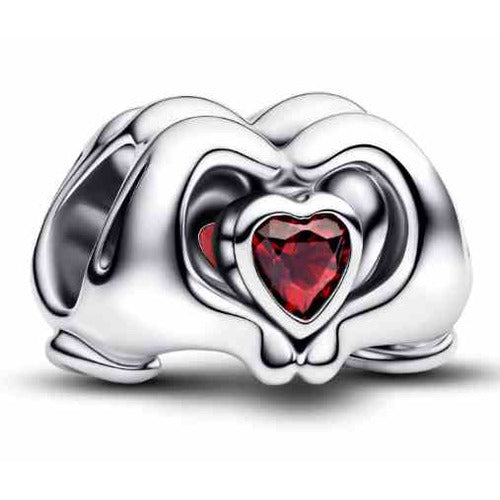 Charm Corazón Enlazado con Circonita Roja