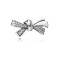 Charm Doble Moño Brillante Circonitas Cúbicas Plata de Ley